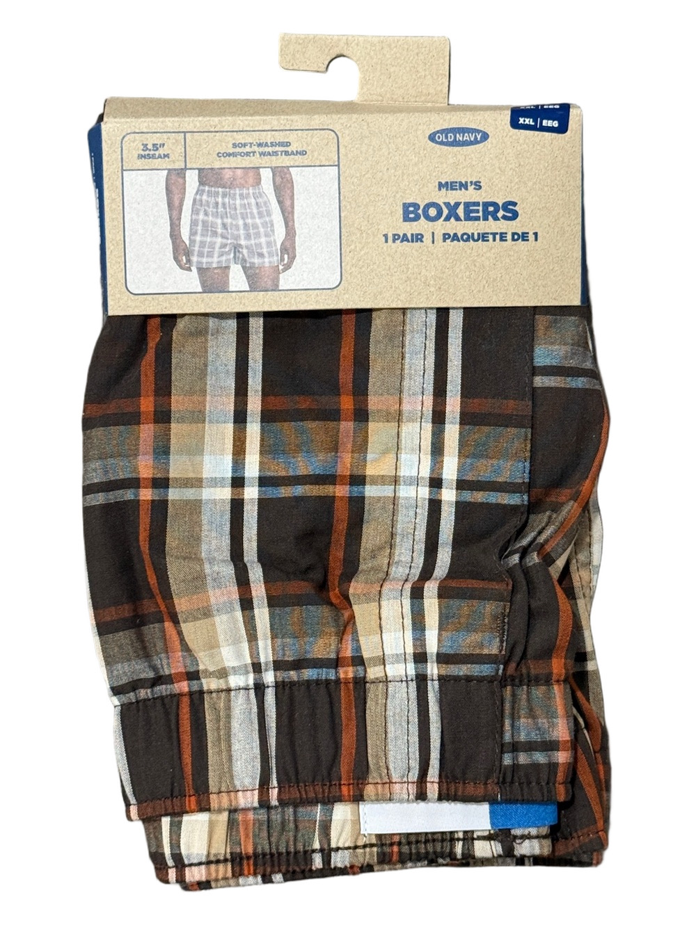 Mens Plaid Boxer Shorts - Size Extra Extra Large XXL - Old Navy - NWT